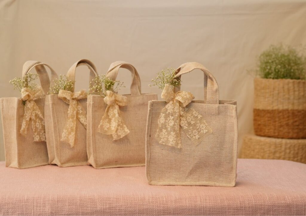 Premium and elegant oxford jute gift bags for wedding events